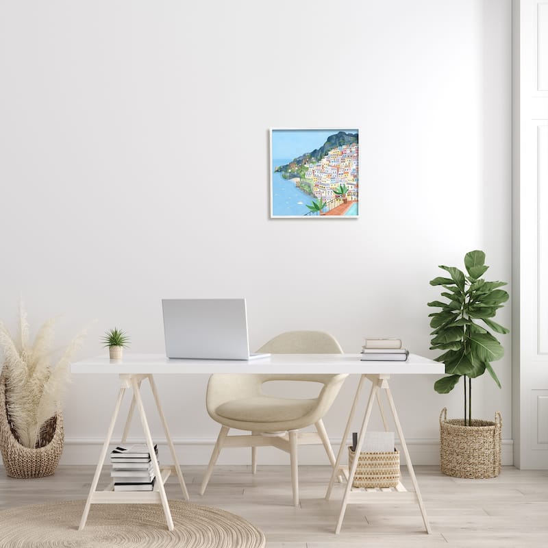 Stupell Positano Cliffside Coastal City Architecture Italian Buildings Framed Wall Art - Multi-Color