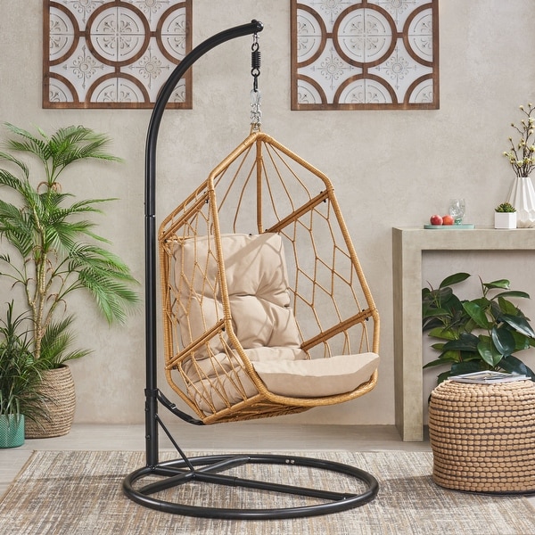 Allegra Outdoor Wicker Outdoor Hanging Chair with Stand by