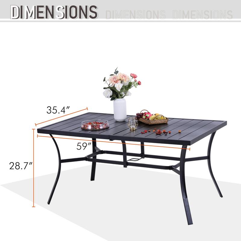 MAISON ARTS 7-piece Patio Dining Set with Textilene Swivel Chairs