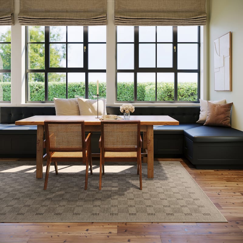 Nate Berkus Walker Modern Checkered Washable Area Rug - 2' x 3' - Brown