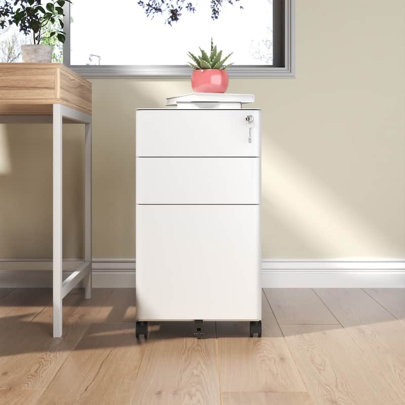 3-Drawer Mobile File Cabinet with Lock