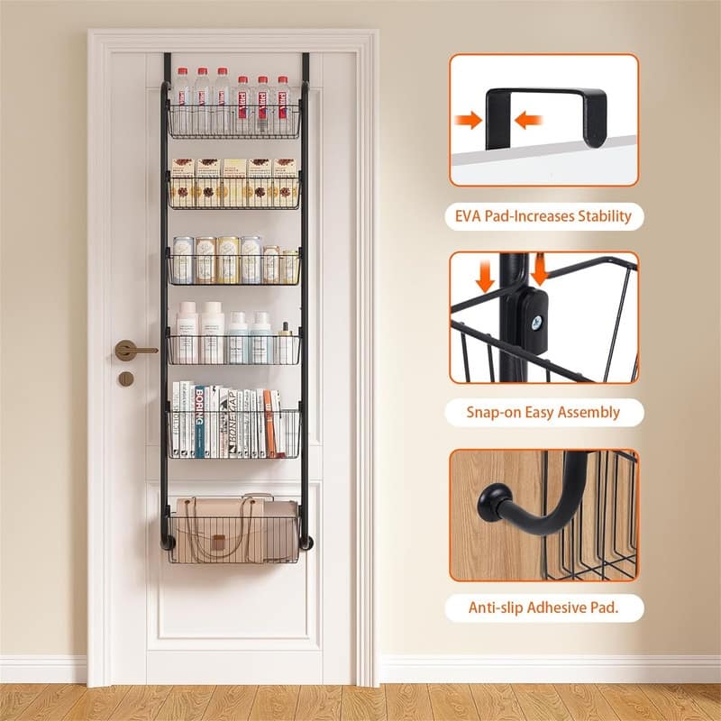 Kitchen Over the Door Organizer - 6.5"D x 16.9"W x 54.7"H