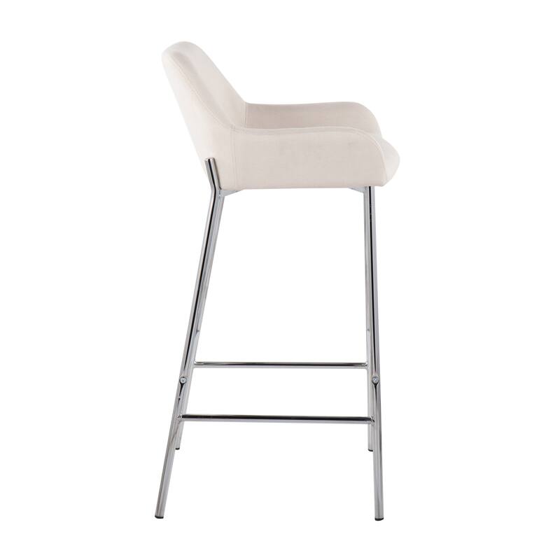 Silver Orchid Galotti Chrome Fixed-Height Upholstered Bar Stool - Set of 2