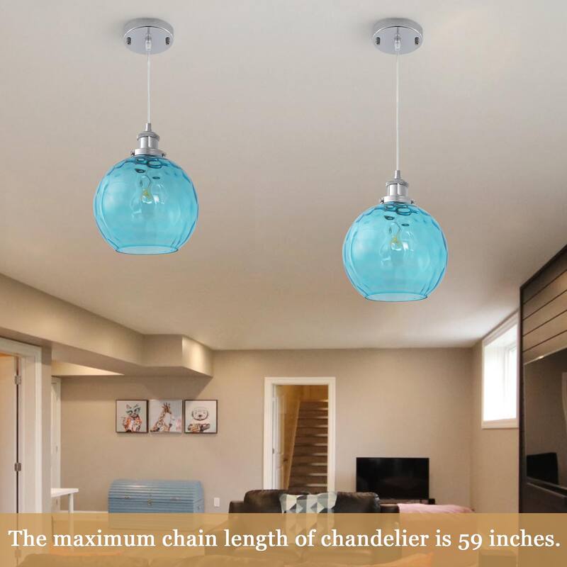 1-Light Metal Hanging Pendant Light with Glass Shade for Kitchen Island