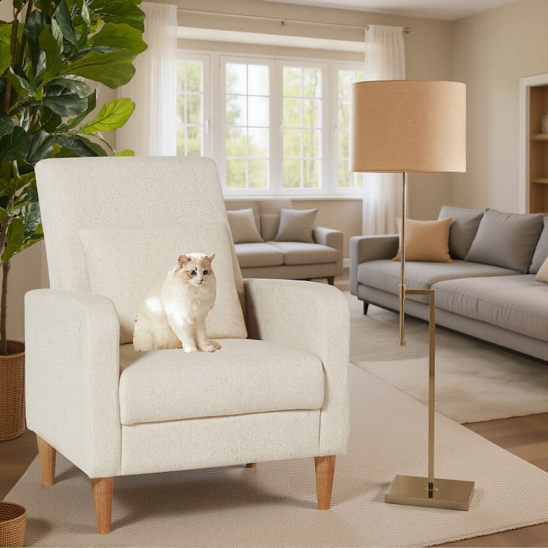 Fabric/Leather Modern Accent Chairs with Lounge Seat - set of 1 - Beige-F