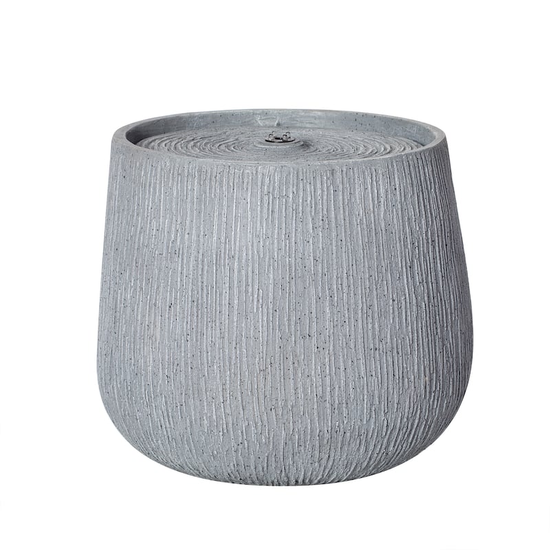 Christopher Knight Home - Modern 12.99"H Polyresin Outdoor Bowl Water Fountain with LED Light