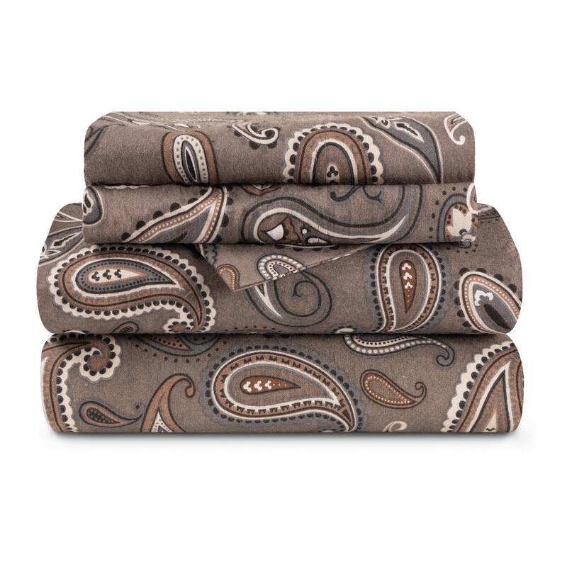 Superior Cotton Flannel Paisley Bed Sheet Set