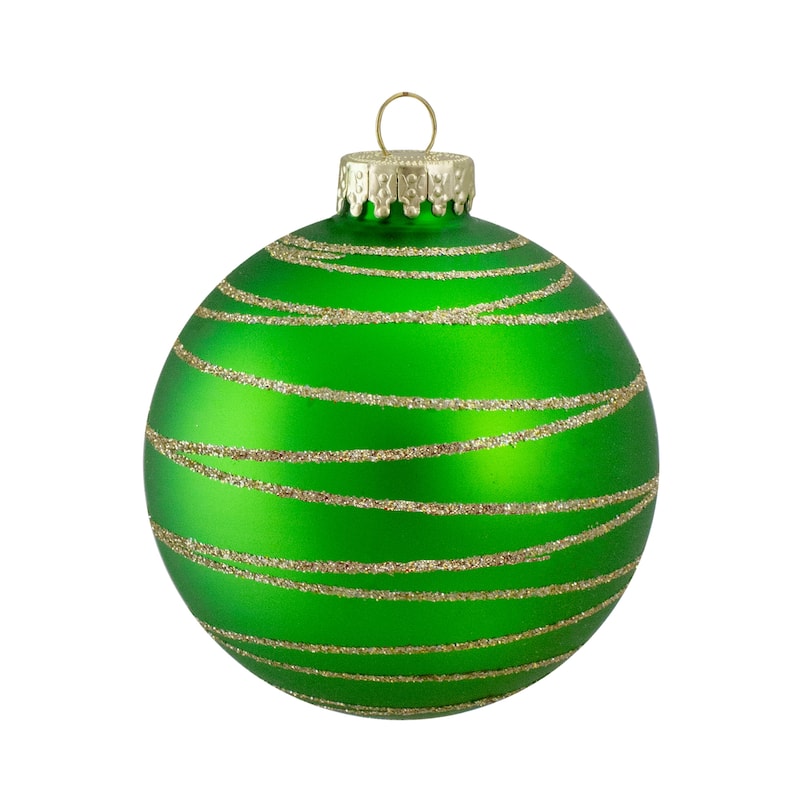 4ct Glass RedGreen Matte Christmas Ball Ornaments 3.25-Inch (80mm)