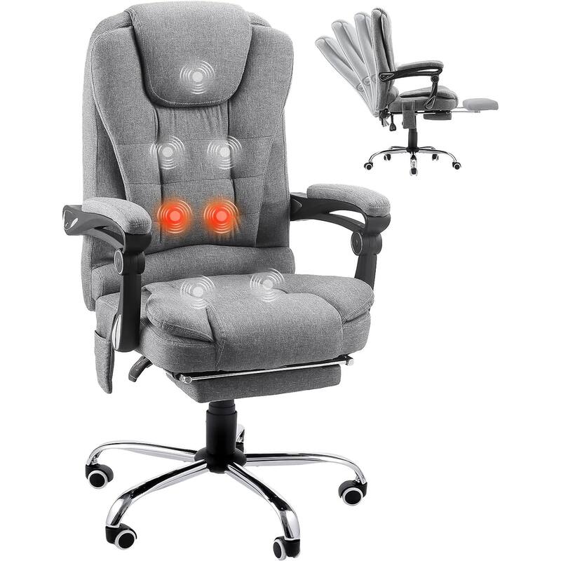 AECOJOY Heated Executive Office Chair w/ Massage &Adjustable Height - Grey
