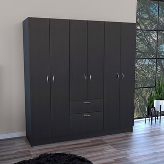 6 Doors Armoire with 7 Interior Shelves and 1 Drawer - Bed Bath ...