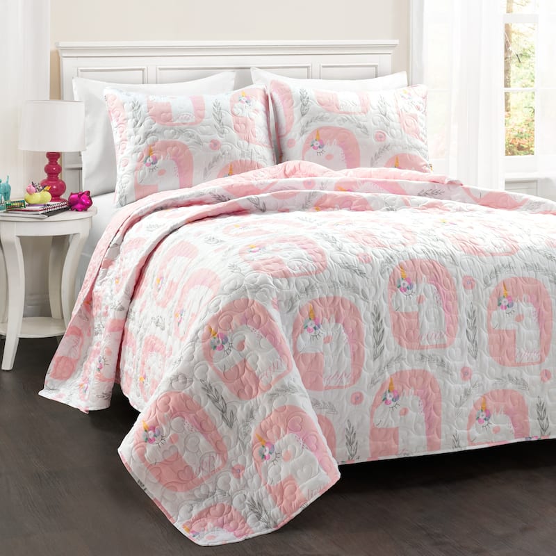 Lush Decor Inspirational Unicorn Reversible Oversized 3 Piece Quilt