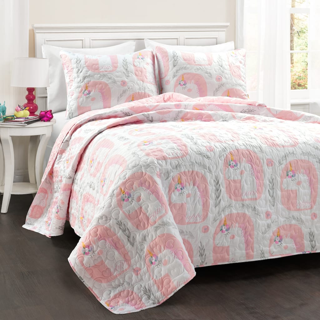 Lush Decor Inspirational Unicorn Reversible Oversized 3 Piece Quilt