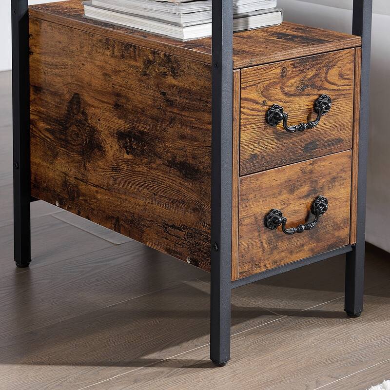 VECELO 2-Drawer Modern Nightstands Set of 2 with Glass Top
