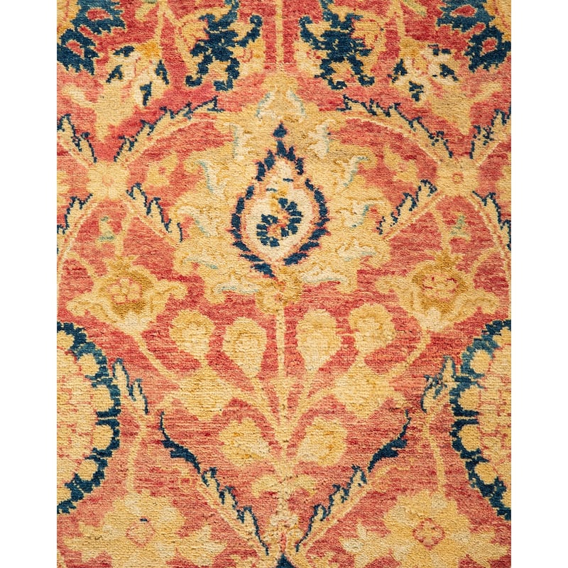 Overton Handknotted Wool Traditional Oriental Purple Area Rug - 6' x 9'