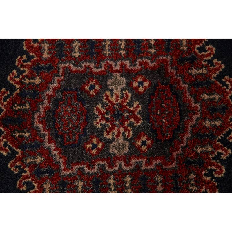 Geometric Viss Indian Runner Rug Handmade Wool Carpet - 2'7"x 8'0"