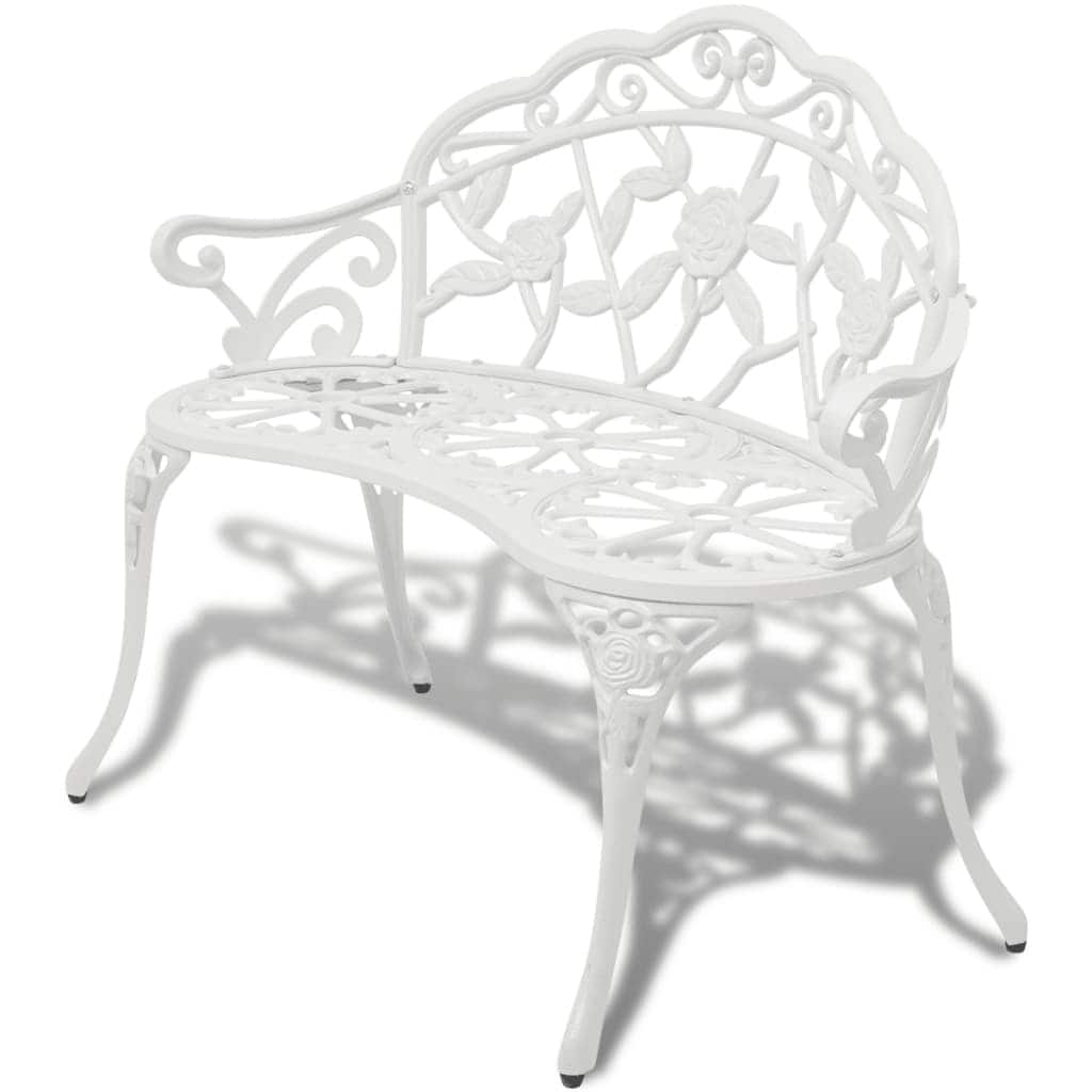 vidaXL Patio Bench 39.4" Cast Aluminum White - 139.4"x21.3"x31.5"