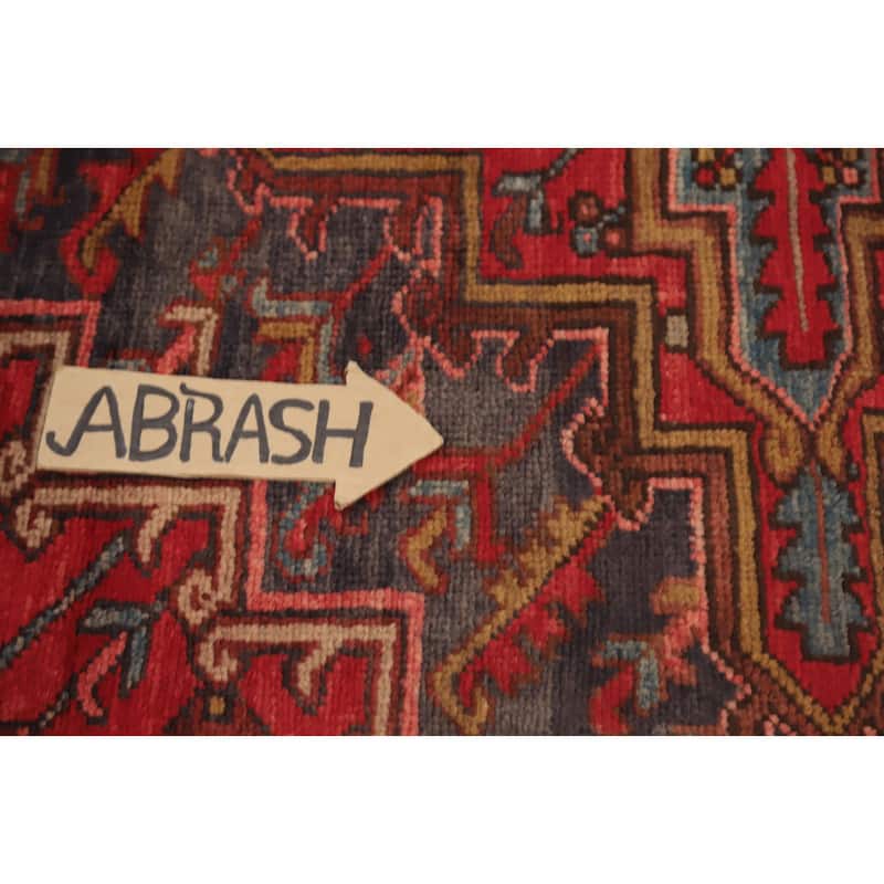 Hand Knotted Oriental 100% Wool Carpet Traditional Medallion Red Heriz Area Rug - 10' 8'' X 7' 9''