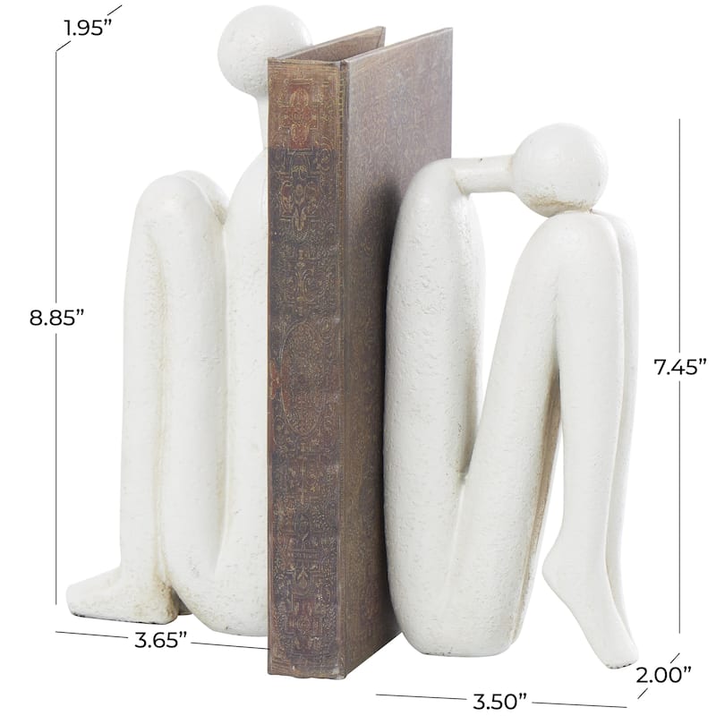 Polystone People Decorative Bookends - Set of 2 White or Bronze - Roche River Decor