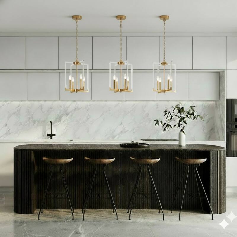 4-Light Bronze Metal Frame Chandelier With Acrylic Arms