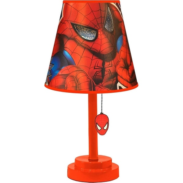 slide 2 of 2, Marvel Spiderman Double Shade Kids Table Lamp - Red