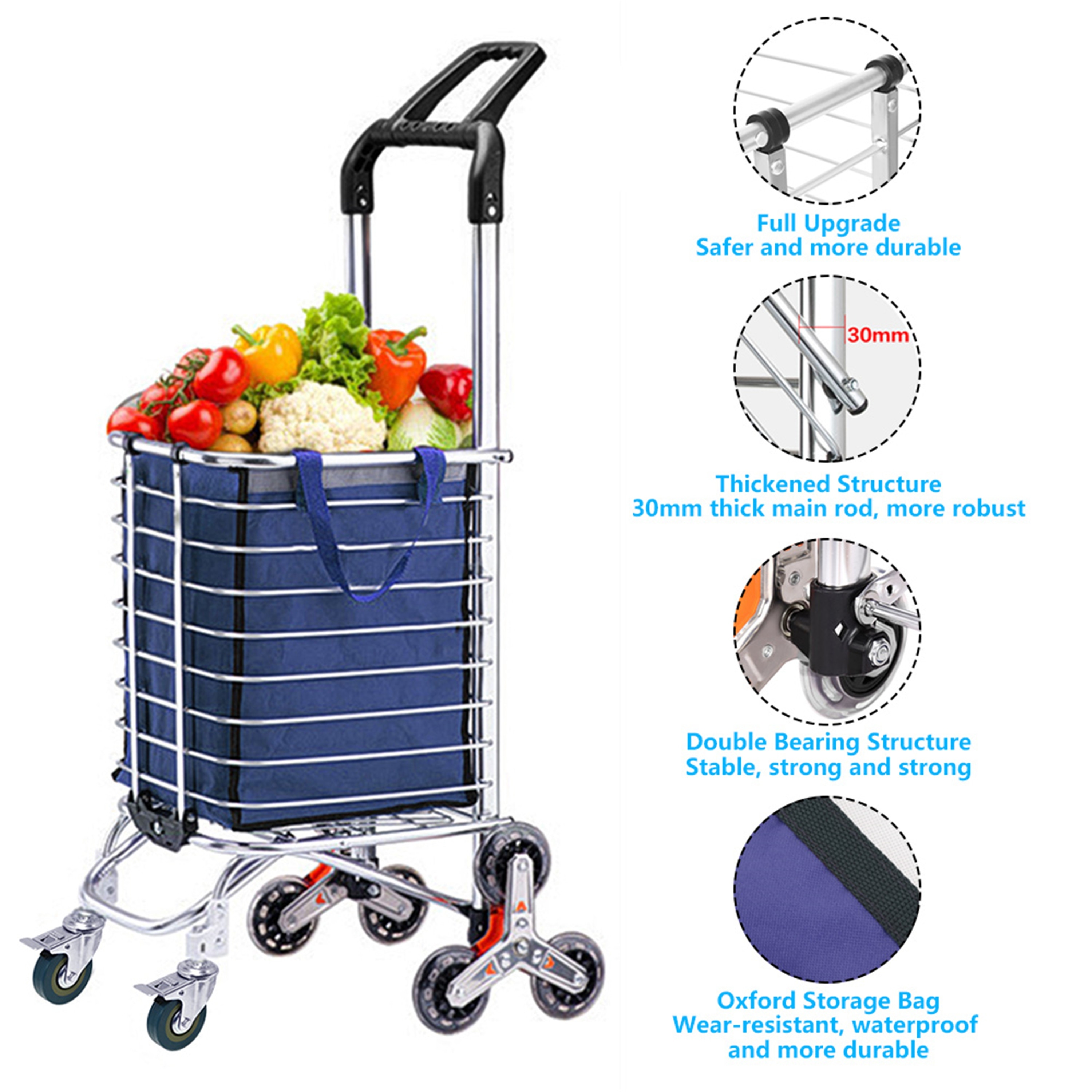 heavy duty stair climber grocery shopping cart trolley basket