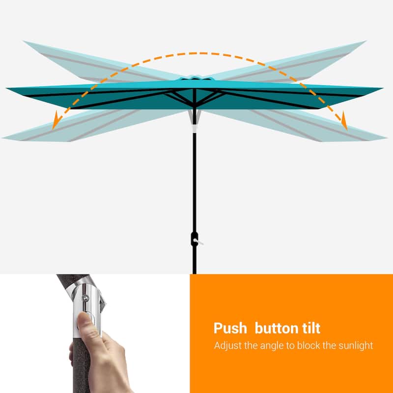 BONOSUKI Aluminum 10 x 6.5ft Patio Market Umbrella,Tilt and Crank