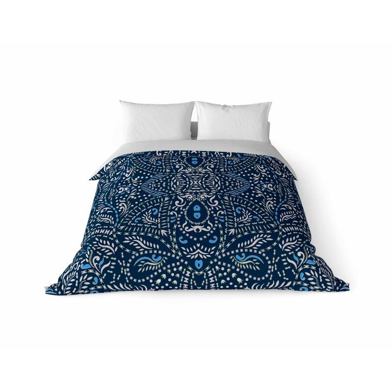 BollyDoll Bohemian Duvet Cover 68x94 in Navy, Blue, White On Sale