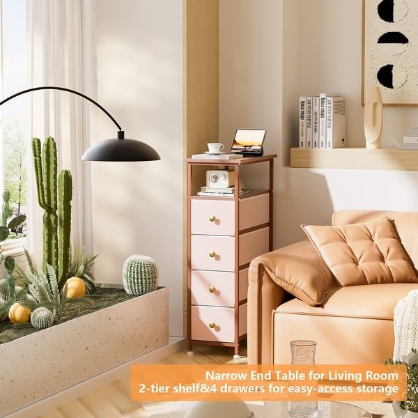 MAX Houser 4 Drawer Narrow Dresser Fabric Storage Tower Vertical MAX Houser 4 Drawer Narrow Dresser Fabric Storage Tower Vertical