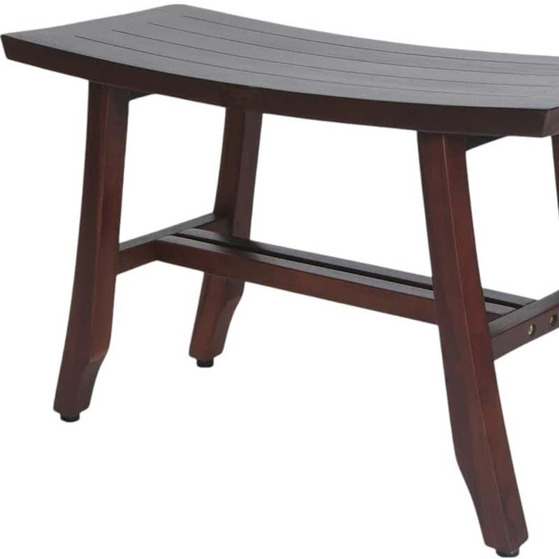 HomeRoots 24" Dark Brown Solid Teak Wood Shower Bench