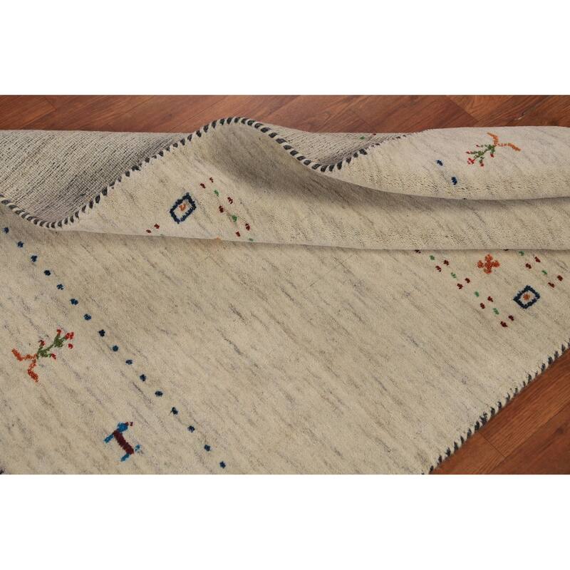 Tribal Gabbeh Oriental Foyer Rug Hand-Knotted Wool Carpet - 3'3"x 4'11"