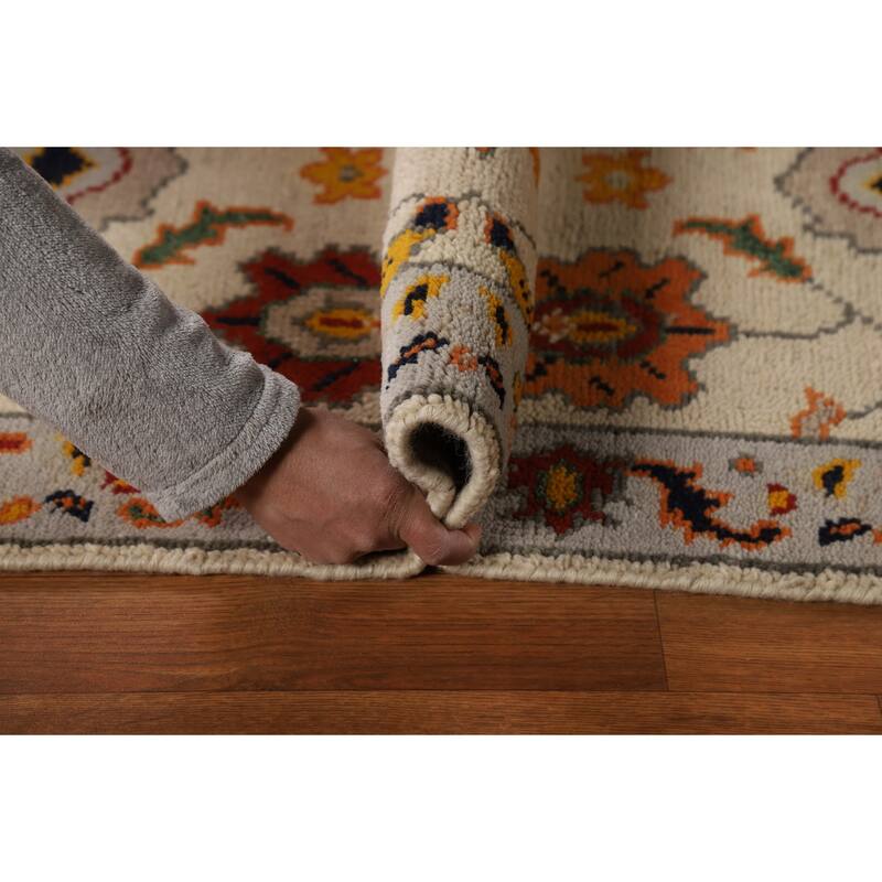 Floral Oushak Indian Foyer Rug Handmade Wool Carpet - 2'7"x 5'1"