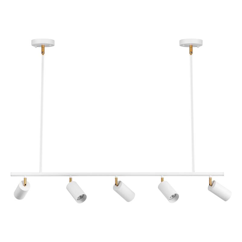 5-Light Black/ Gold Modern Industrial Adjustable Linear Ceiling Track Lighting Kit Spot Tracking Light Pendant