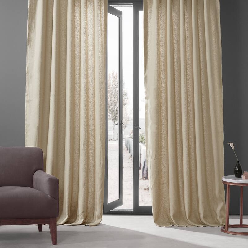 Exclusive Fabrics French Linen Lined Curtain Panel (1 Panel) - 50 X 84 - Walnut Beige