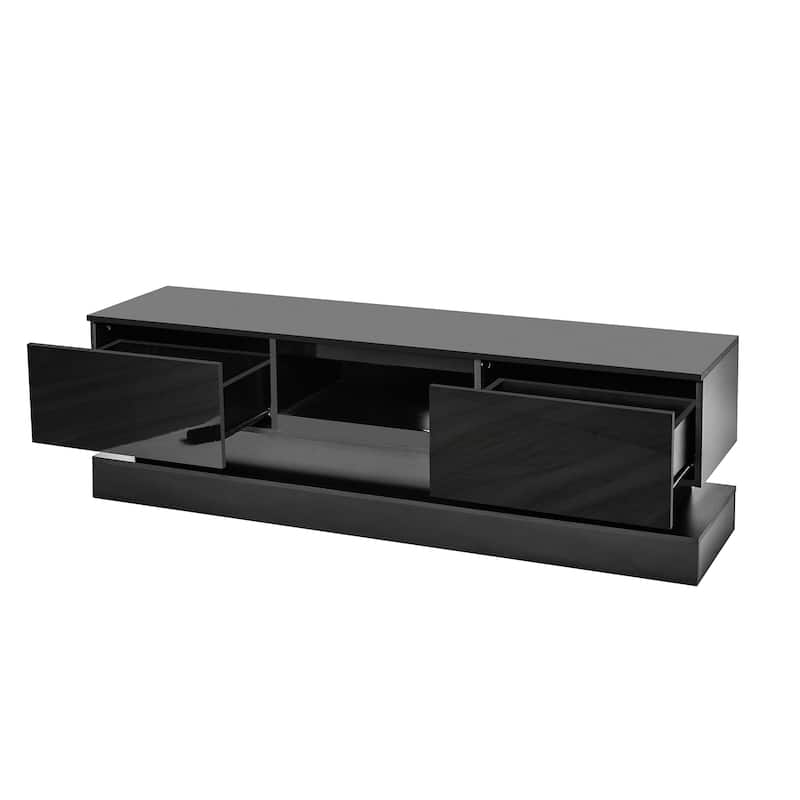 63" TV Stand with Double-Layer & LED for TVs Up to 65"