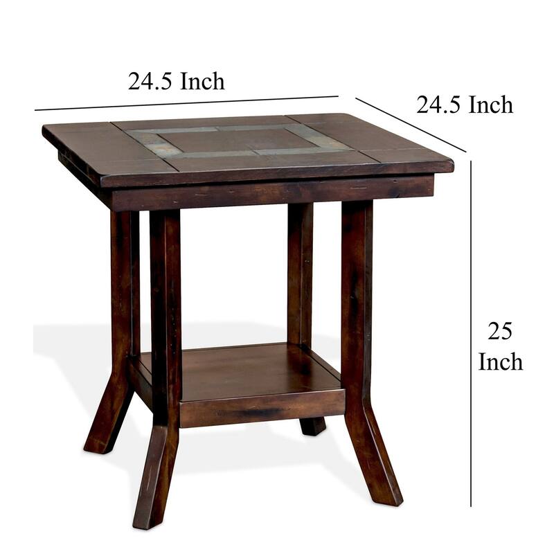 24.5 in. Mahogany Rectangle Wood End Table, Sturdy Build End Side Table for Living Rooms