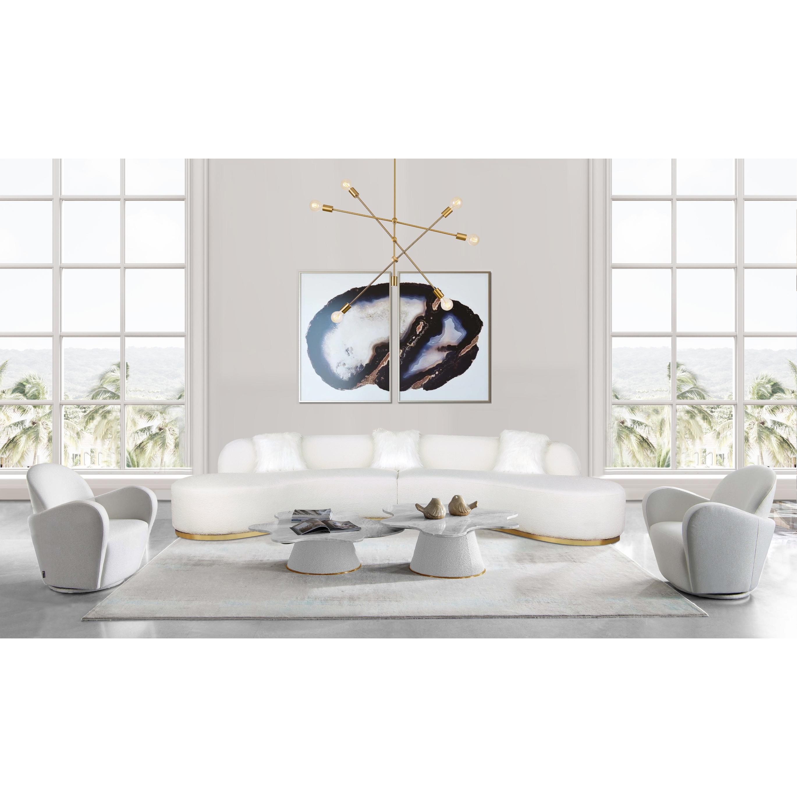 Pasargad Home Simona Curved Sofa with 3 Pillow Included