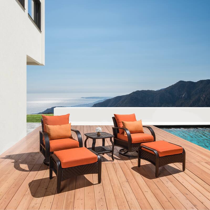 Barcelo 5 Piece Sunbrella Outdoor Patio Motion Club Chair & Ottoman Set