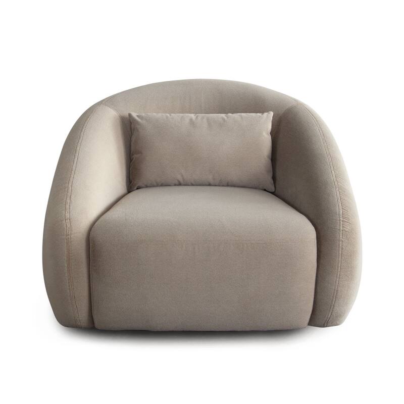 Lex Retro Swivel Accent Chair, 1 Accent Pillow, Fawn Faux Fabric