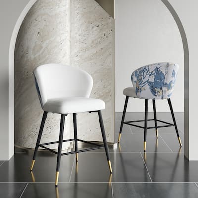 Counter Height Bar Stools Set of 2, Upholstered Armless Bar Chairs with Footrest, Kitchen Island Chair with Metal Frame
