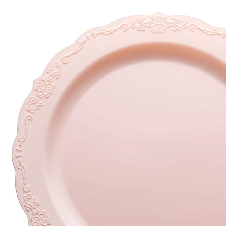 Vintage Rim Round Disposable Plastic Plate Packs - Party Supplies