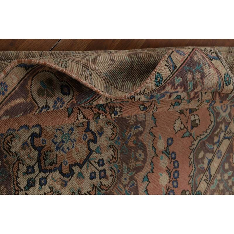 Vintage Medallion Tabriz Persian Area Rug Handmade Wool Carpet - 6'4" x 9'7"