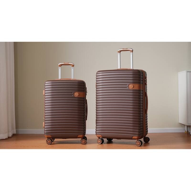16/20/24/28 4-Piece Modern Expandable Luggage Sets with 4 Storage Bags, Swivel Wheels and TSA Lock for Boarding Travel, Brown
