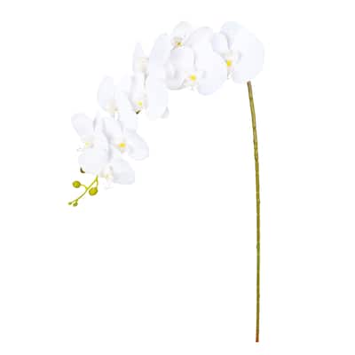 Set of 4 Natural Touch White Artificial Phalaenopsis Orchid Flower Stem Tropical Spray 39in - 39" L x 7" W x 4" DP