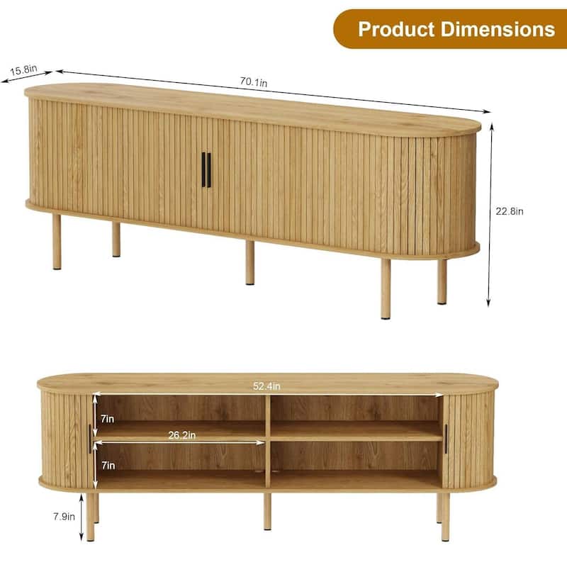 70.1" TV Stand Media Console Table for Living Room, Bedroom TVs Up to 80 Inches - N/A