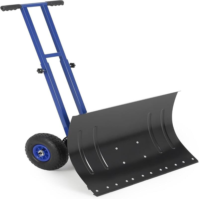 29x20 In Heavy Duty Rolling Snow Shovel With Wheels Double Armrests - 29x20 In - Blue