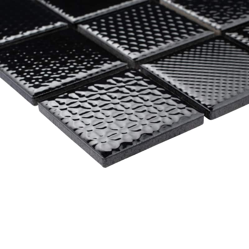 Merola Tile Celadon Graphite 11-5/8" x 11-5/8" Porcelain Mosaic Floor and Wall Tile