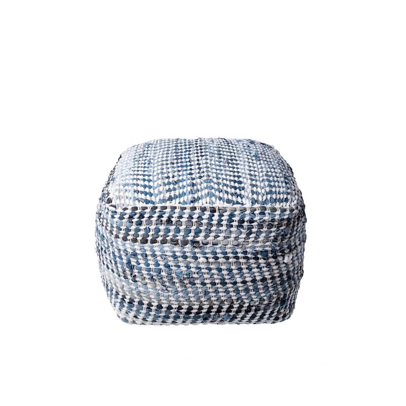 Nuloom Seville Handmade Denim Textured Ottoman Pouf