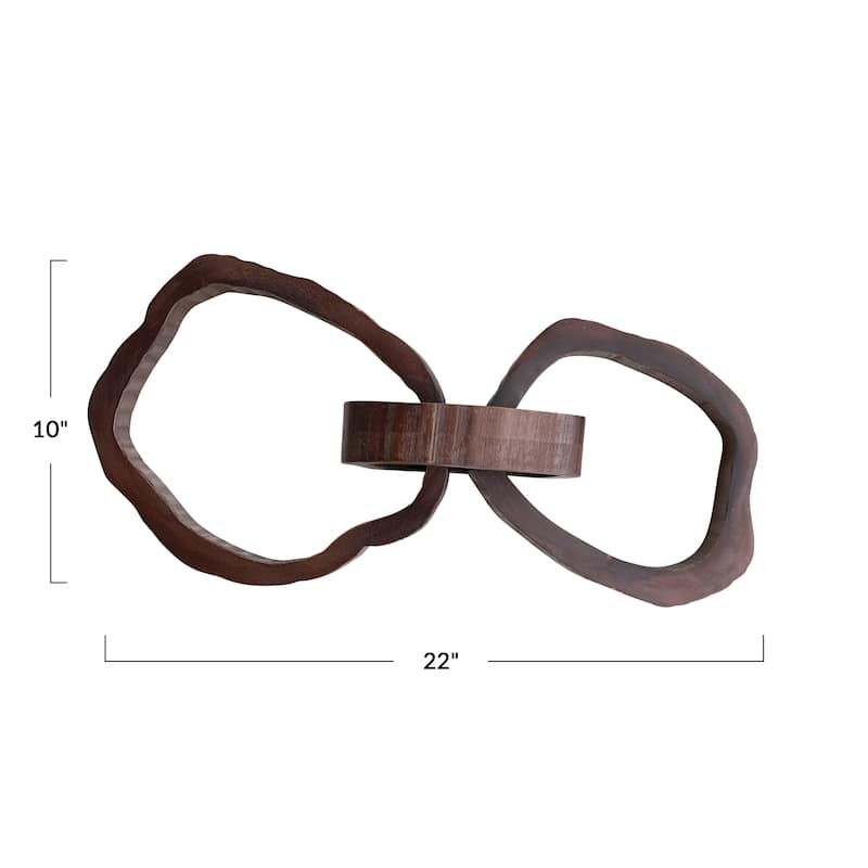 Acacia Wood Chain Decor with 3 Links - 22.0"L x 10.0"W x 5.5"H
