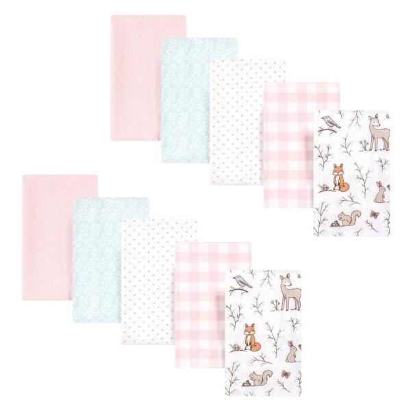 slide 1 of 1, Hudson Baby Infant Girl Cotton Flannel Burp Cloths, Enchanted Forest, One Size - Pink Enchanted Forest - One Size One Size - Pink Enchanted Forest