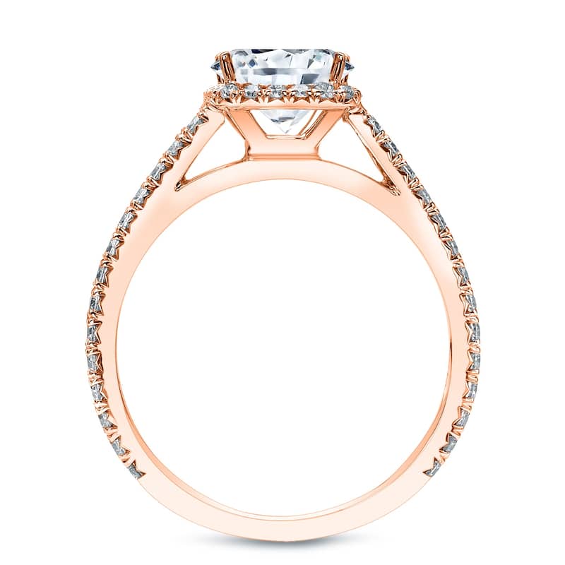 Auriya 14k Rose Gold 1 1/2ctw Cushion-cut Halo Diamond Engagement Ring